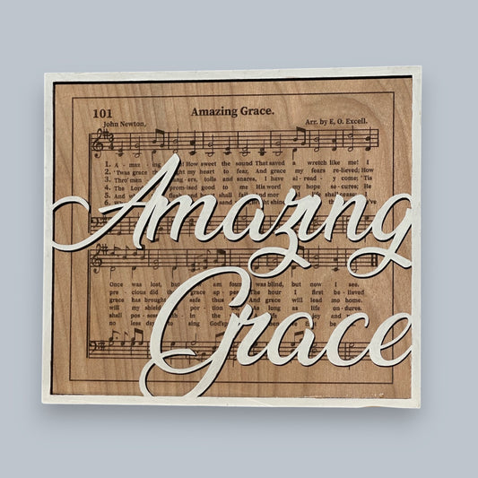 Amazing Grace Hymn Sign with Music White