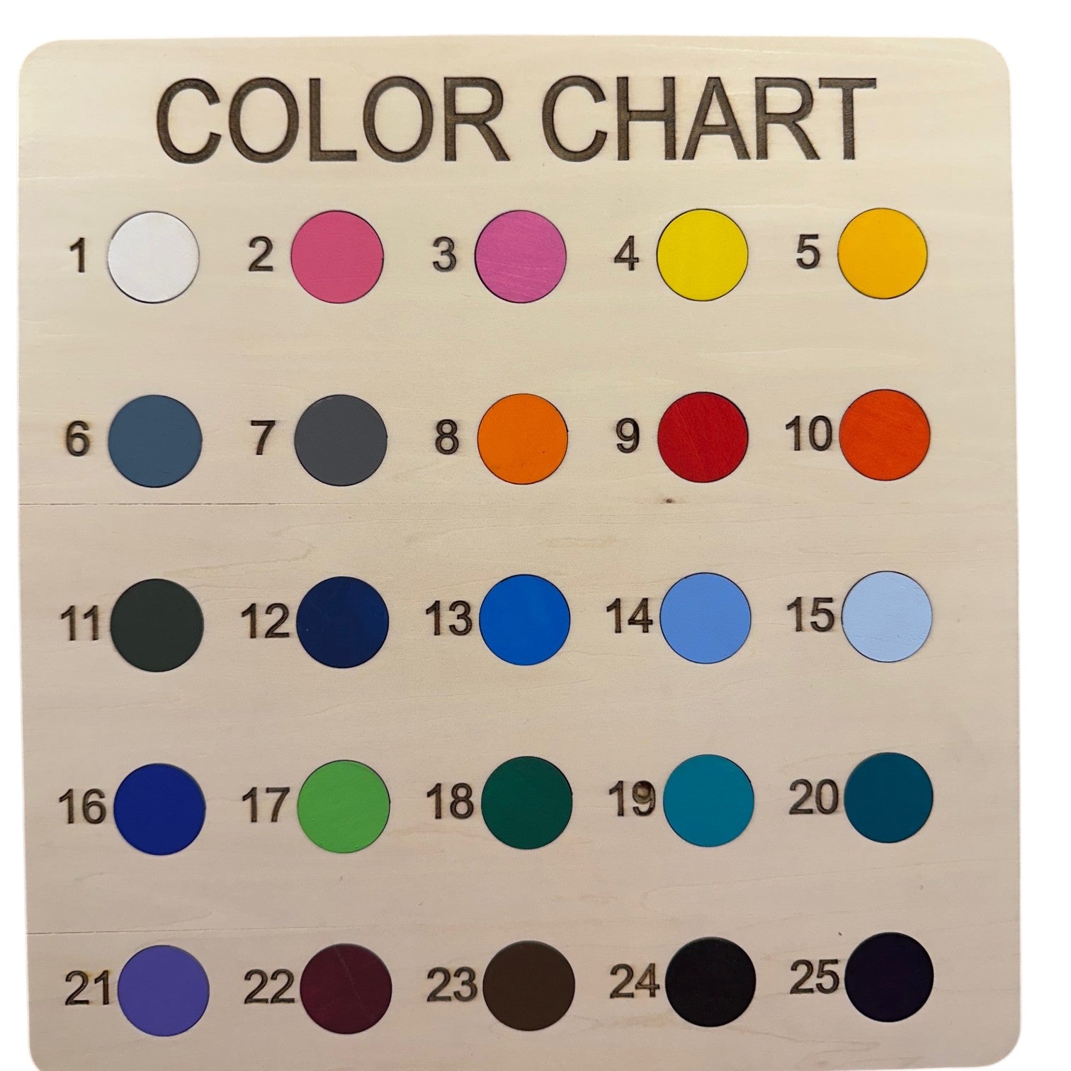 Paint color chart for personalization